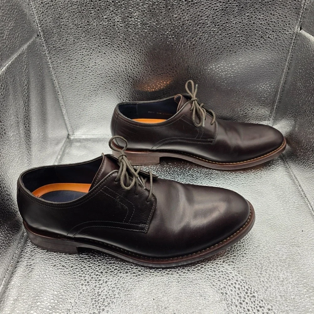 Cole Haan Grand Plain Toe Oxfords Brown Leather Mens Size 9.5 Dress Shoes C11659
